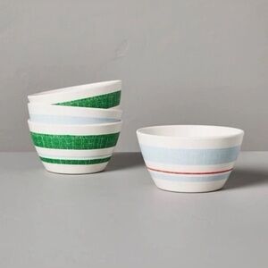 ‼️RARE‼️🎸Hearth & Hand🎸🔥NWT🔥Stripe Melamine Bowl Mini Blue/Green/Red (4 Bowls)